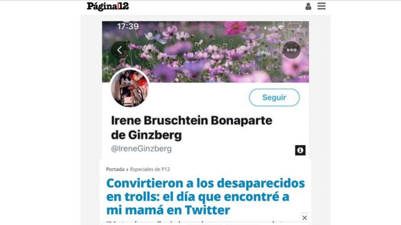 "Esto me shockeó bastante, es decir, vi una cuenta con el  nombre de mi mamá, una foto de mi mamá..." Victoria Ginzberg